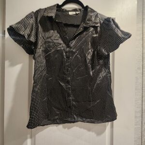 Cato Black and White Dotted Top Size L Euc